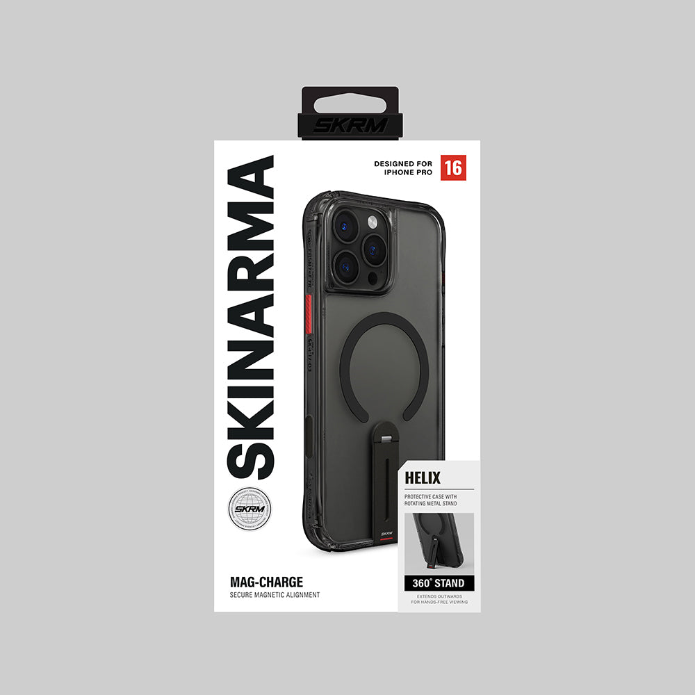 Skinarma Helix iPhone 16 Pro Magsafe Şarj Özellikli 360 Derece Dönebilen Standlı Kılıf Skinarma Helix iPhone 16 Pro Magsafe Şarj Özellikli 360 Derece Dönebilen Standlı Kılıf